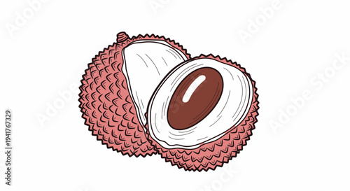 Lychee Fruit Cut Open Showing Seed.