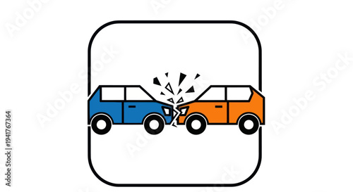 Car Crash Collision Accident Impact Illustration.