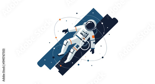 Astronaut in Space Suit Floating in Space.