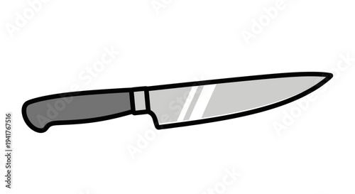Sharp Kitchen Knife Illustration on White.