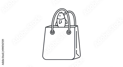 Simple Handbag Illustration with Handles and Clasp.