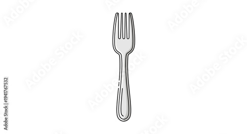 Silver Fork Illustration on White Background.