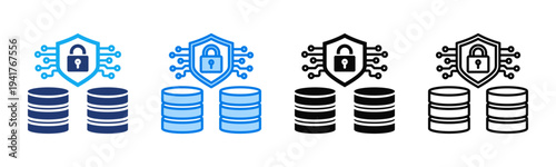 Data Security icon sheet multiple style collection