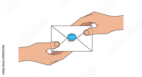 Φωτογραφία Hands Exchanging Envelope with Letter Inside.