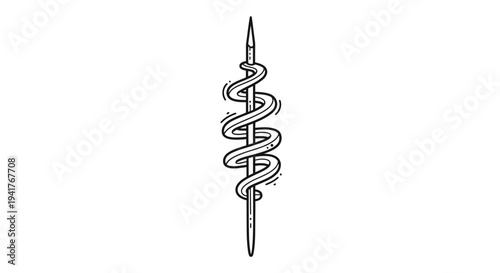 Staff of Asclepius Medical Symbol Illustration.