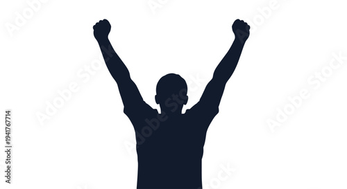 Man Silhouette Raising Arms in Triumph.