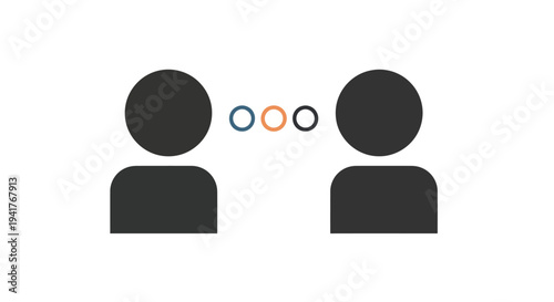 Two People Silhouettes with Colored Circles.
