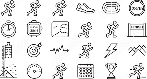 Black and white of running activities and fitness tracking jogging