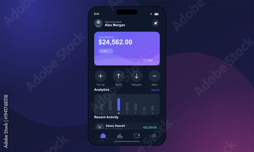 A digital banking application interface displayed on a smartphone