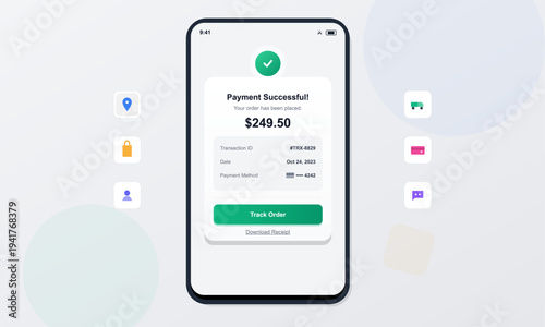 A minimalist illustration of a smartphone screen showing a successful