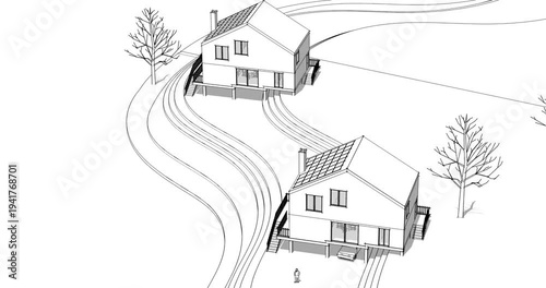 house architectural sketch 3d rendering	
