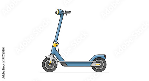 Blue Electric Scooter Isolated on White Background, Modern Urban Transportation
