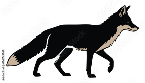 Side profile of a black fox silhouette
