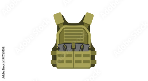 Tactical Vest with Pouches - Military Gear Illustration
