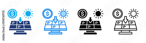 Solar Investment icon sheet multiple style collection