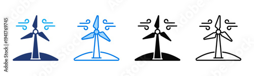 Wind Turbine icon sheet multiple style collection