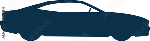 Elegant car silhouette viewed from side on white background