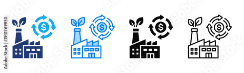 Circular Economy icon sheet multiple style collection