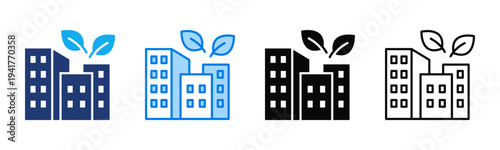 Green Building icon sheet multiple style collection