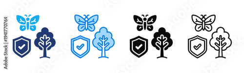 Biodiversity Protection icon sheet multiple style collection