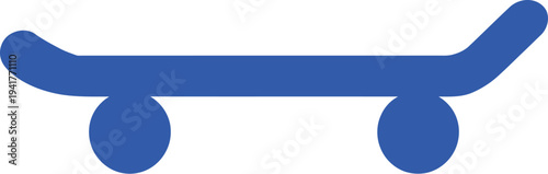 Minimalist vector icon of a skateboard, viewed from above, on a simple background