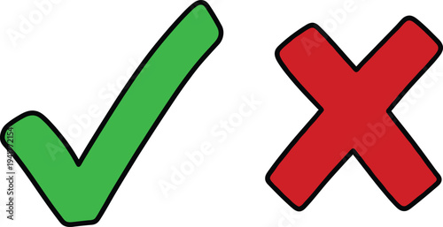 Checkmark and cross symbols