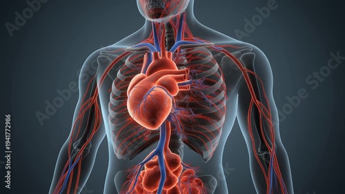 Human Cardiovascular System Anatomical Illustration