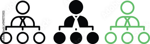 Hierarchical tree diagrams with varying node styles and connectivity levels