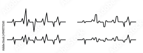Black heartbeat line icon. Pulse and heart rhythm. Heart electrocardiogram. Vector illustration.