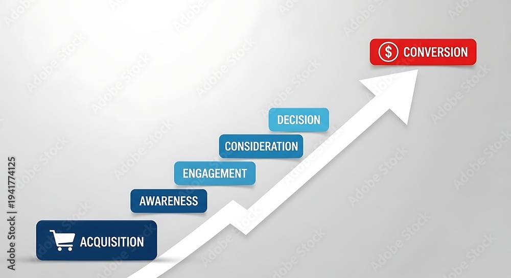 Fototapeta premium Customer journey stages from acquisition to conversion