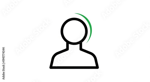 Simple human silhouette icon with green signal on transparent background