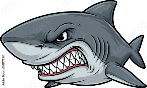 Great White Shark Side View Cartoon Mascot Logo