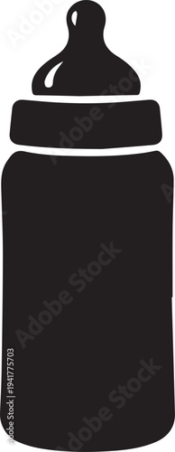 Baby Bottle Silhouette Icon for Parenting and Childcare