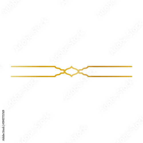 Golden Islamic arch corner decoration with floral arabesque style