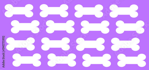 Clean rhythmic pattern stylized bone motifs in an organized and modern layout. Minimalist approach great decorative background for veterinary graphics, pet shop packaging or haloween stationery.