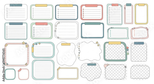 Collection of decorative memo pads and note templates for journaling and planning.