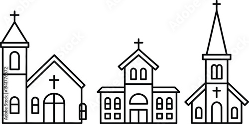 Illustrative comparison of four distinct church architectural styles