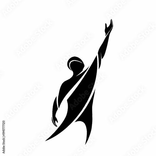 Abstract silhouette of a person reaching upwards, symbolizing aspiration and achievement.