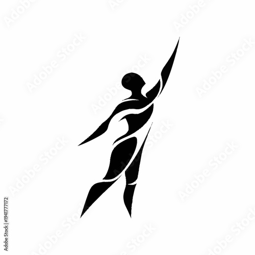 Dynamic silhouette of a person reaching upwards with an abstract, flowing design.