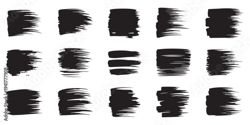 Thick Black Textured Brush Strokes and Paint Smears Collection