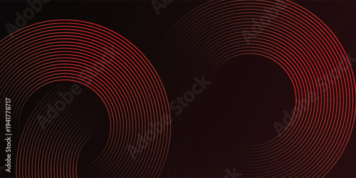 Abstract red glowing geometric lines on black background. Modern shiny red diagonal rounded lines graphic design. eps10