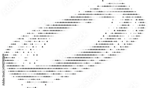 Dynamic elliptical movement halftone design concept with black dots texture and tilted orbital paths for futuristic technology themed graphics.