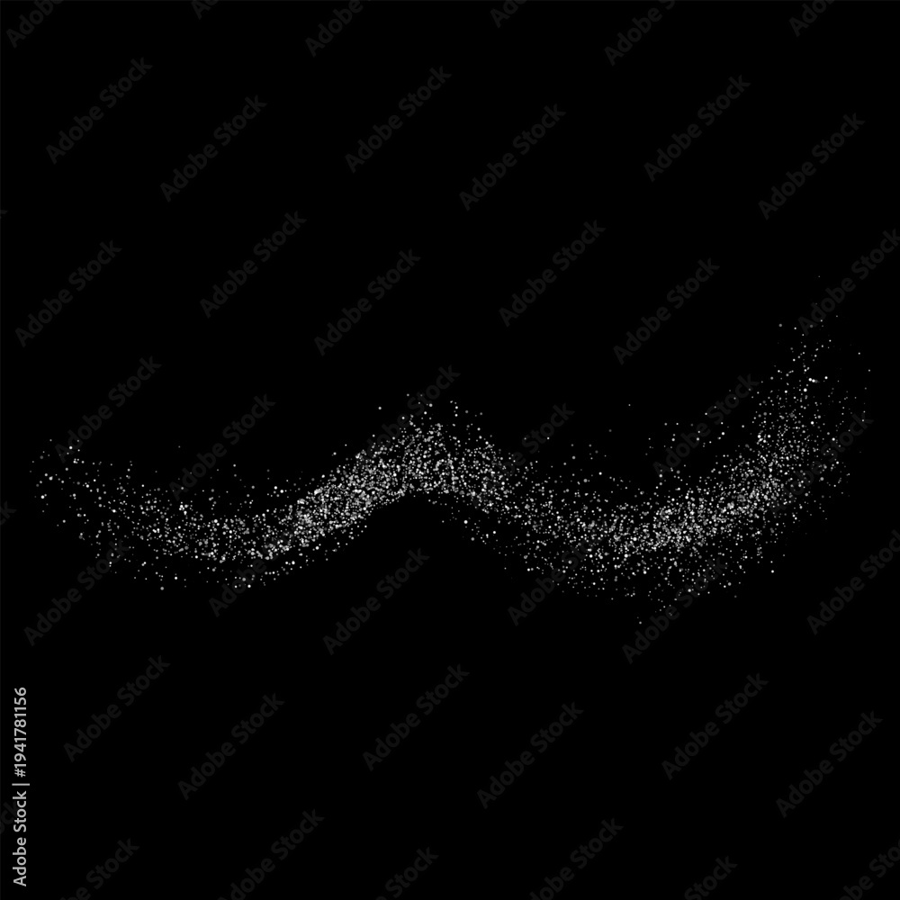 Fototapeta premium White dotted paint spray, dust powder or particles scattered, vector realistic dusty wavy smear with sand splash effect