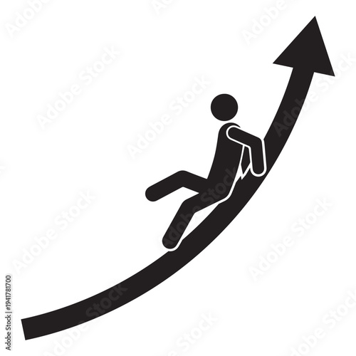 Businessman riding upward growth arrow symbol of success and career progress