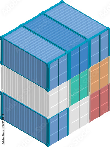 Modern cargo transport containers for international shipping and logistics vector