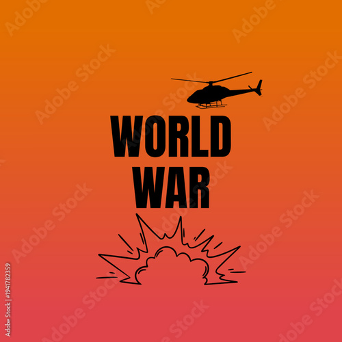 World war 3, Flat vector illustration of a globe with nuclear explosions and ballistic missiles, representing global crisis and destruction.
