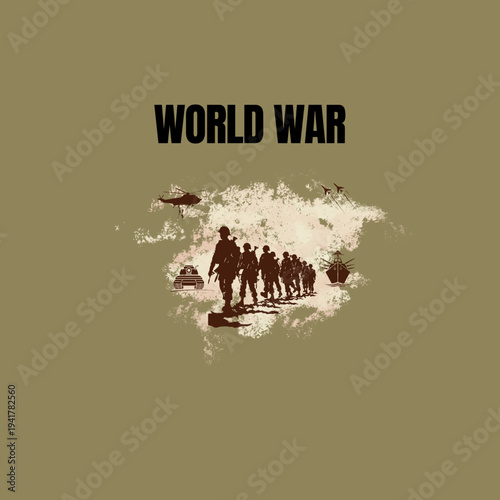 World war 3, Flat vector illustration of a globe with nuclear explosions and ballistic missiles, representing global crisis and destruction.
