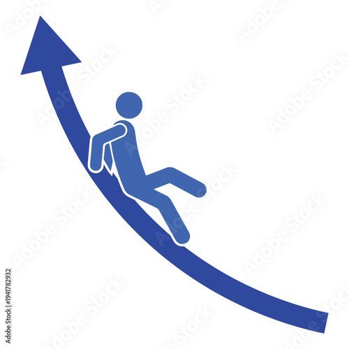 Business Risk or Market Volatility Concept – Falling Person on Upward Arrow Trend Vector Icon