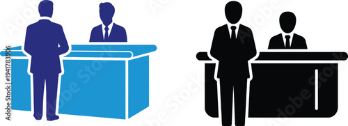 Business people at podiums presentation meeting conference