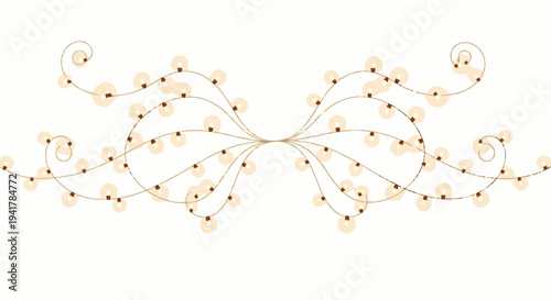 Elegant golden string lights with bulbs in modern decorative design